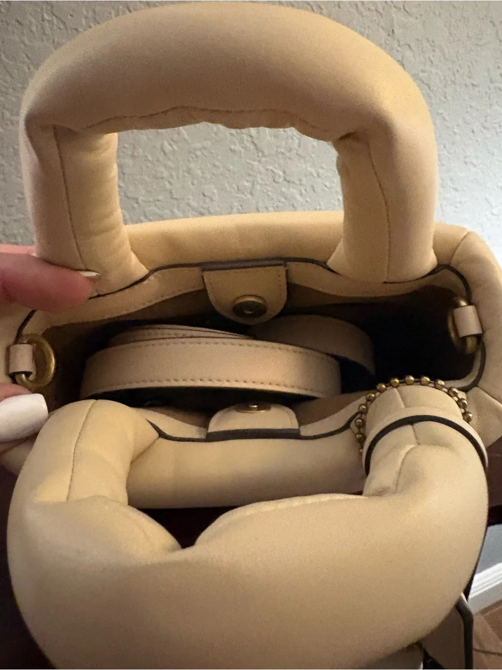 Coach Padded Mini Top-Handle Bag in Cream